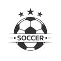 Soccer logo. Football club or team emblem, badge, icon design with a ball. Sport tournament, league Royalty Free Stock Photo